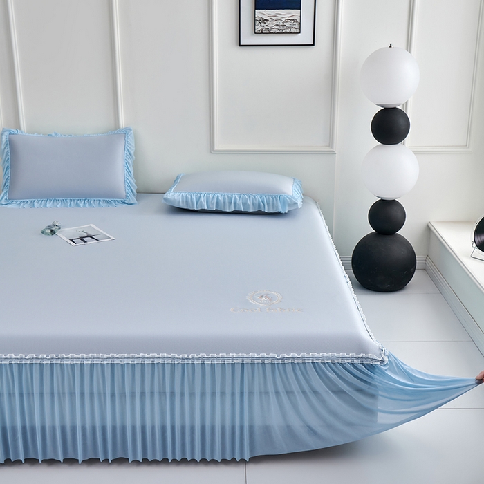 91家纺网 家纺一手货源 找家纺 小牛席业 2026新款ALL COOL全凉感床裙凉席席子系列 ALL cool-蓝色