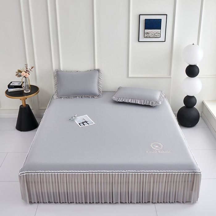 91家纺网 家纺一手货源 找家纺 小牛席业 2026新款ALL COOL全凉感床裙凉席席子系列 ALL cool-灰色