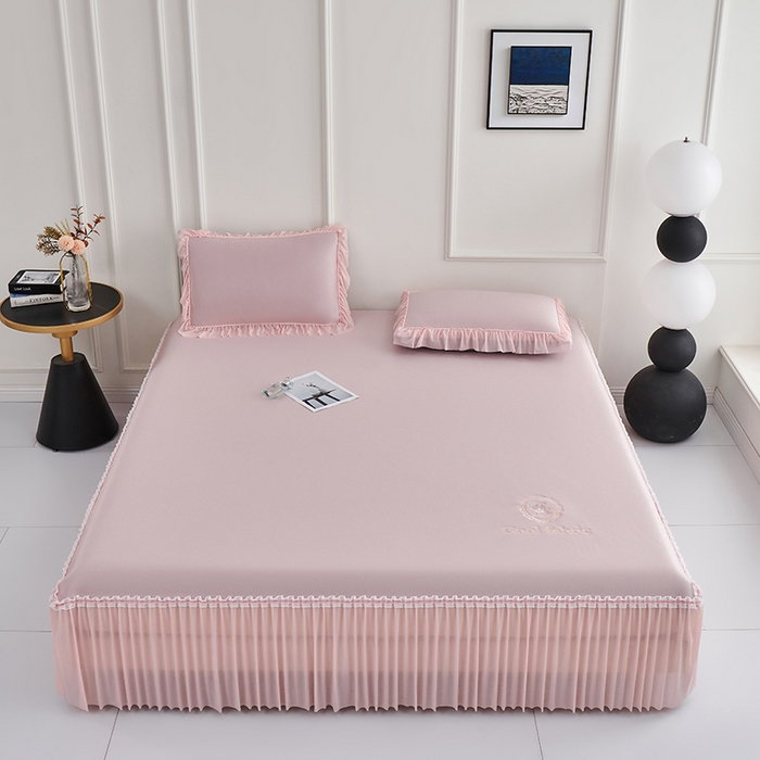 91家纺网 家纺一手货源 找家纺 小牛席业 2026新款ALL COOL全凉感床裙凉席席子系列 ALL cool-粉色