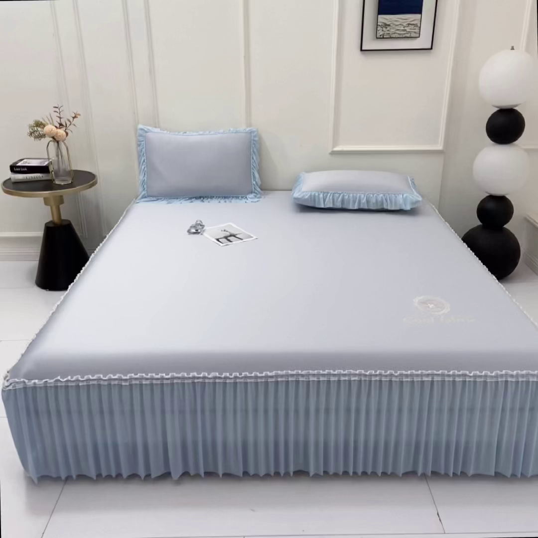 91家纺网 家纺一手货源 找家纺 小牛席业 2026新款ALL COOL全凉感床裙凉席席子系列 ALL cool-蓝色