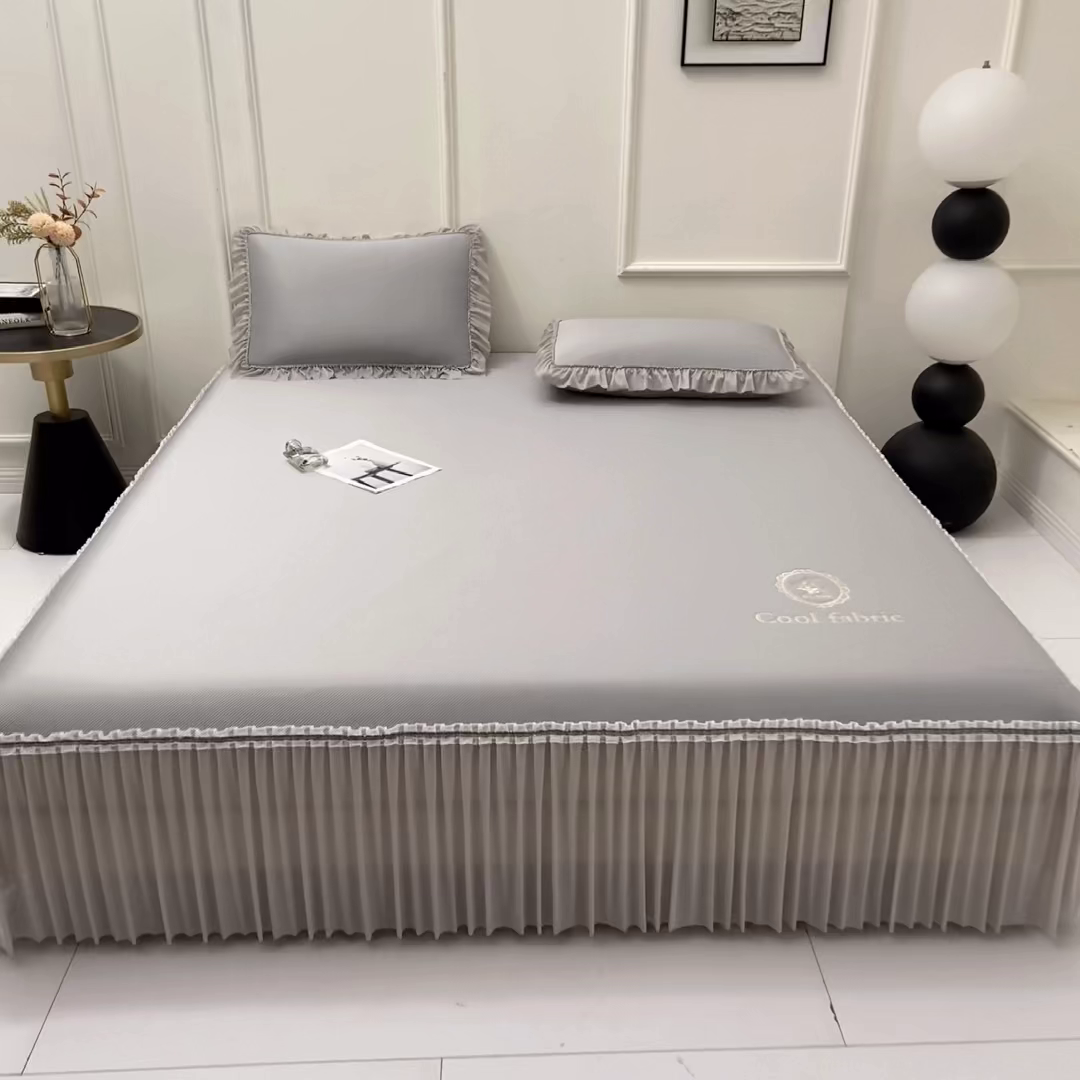 91家纺网 家纺一手货源 找家纺 小牛席业 2026新款ALL COOL全凉感床裙凉席席子系列 ALL cool-灰色