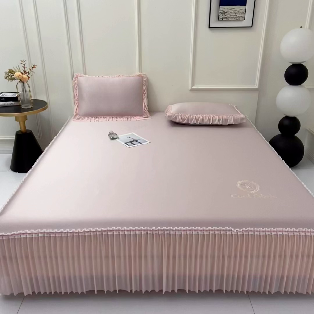 91家纺网 家纺一手货源 找家纺 小牛席业 2026新款ALL COOL全凉感床裙凉席席子系列 ALL cool-粉色