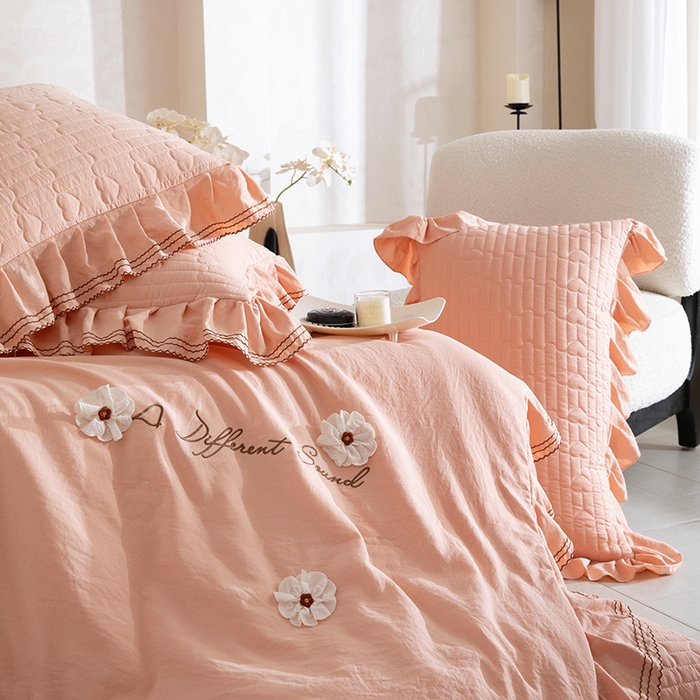 91家纺网 家纺一手货源 找家纺 金绣美居 2026春夏新款多功能夏凉被空调被夏被床盖四件套-花絮（控价不低于169元） 花絮-桔色