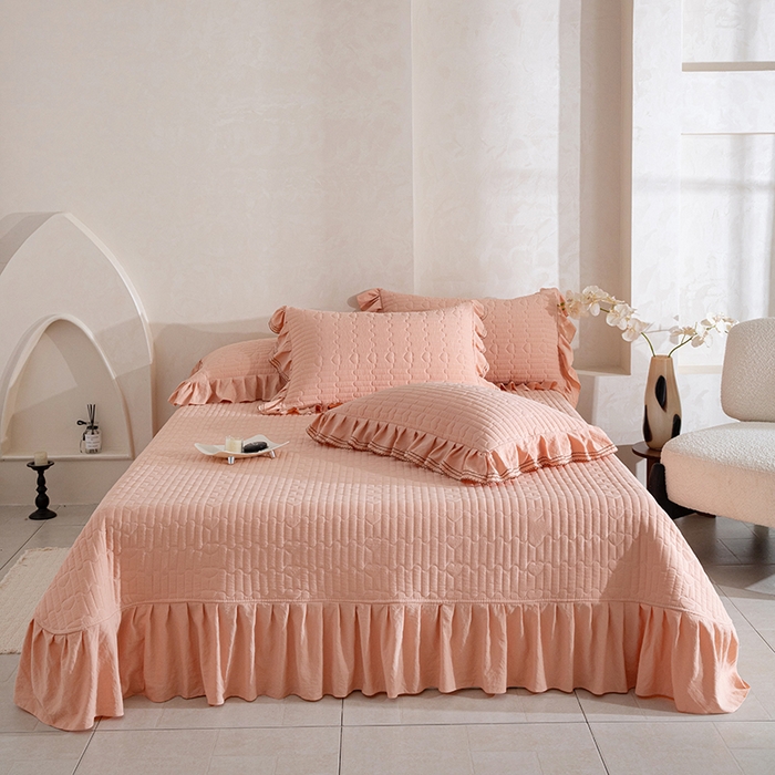 91家纺网 家纺一手货源 找家纺 金绣美居 2026春夏新款多功能夏凉被空调被夏被床盖四件套-花絮（控价不低于169元） 花絮-桔色