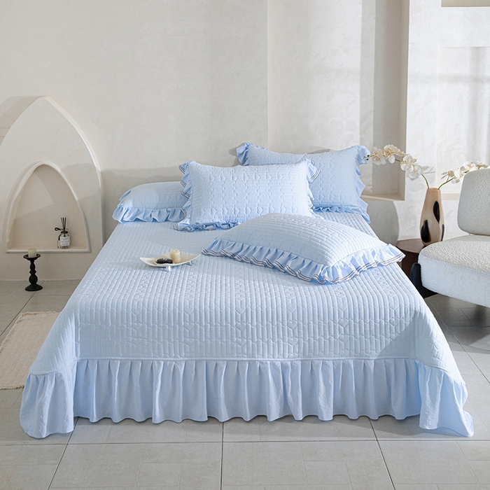 91家纺网 家纺一手货源 找家纺 金绣美居 2026春夏新款多功能夏凉被空调被夏被床盖四件套-花絮（控价不低于169元） 花絮-天蓝