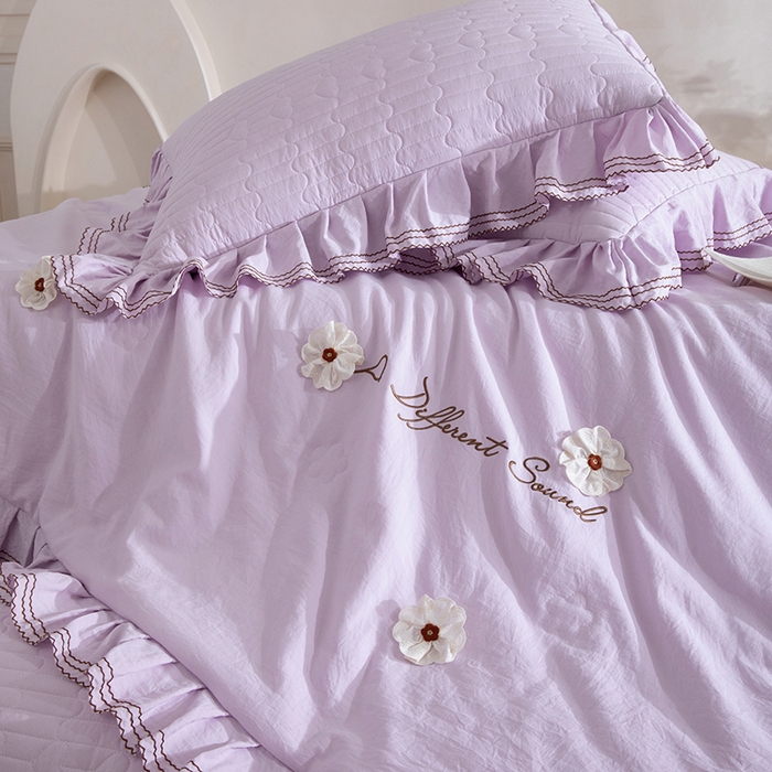 91家纺网 家纺一手货源 找家纺 金绣美居 2026春夏新款多功能夏凉被空调被夏被床盖四件套-花絮（控价不低于169元） 花絮-紫色