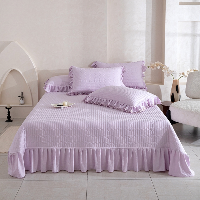 91家纺网 家纺一手货源 找家纺 金绣美居 2026春夏新款多功能夏凉被空调被夏被床盖四件套-花絮（控价不低于169元） 花絮-紫色