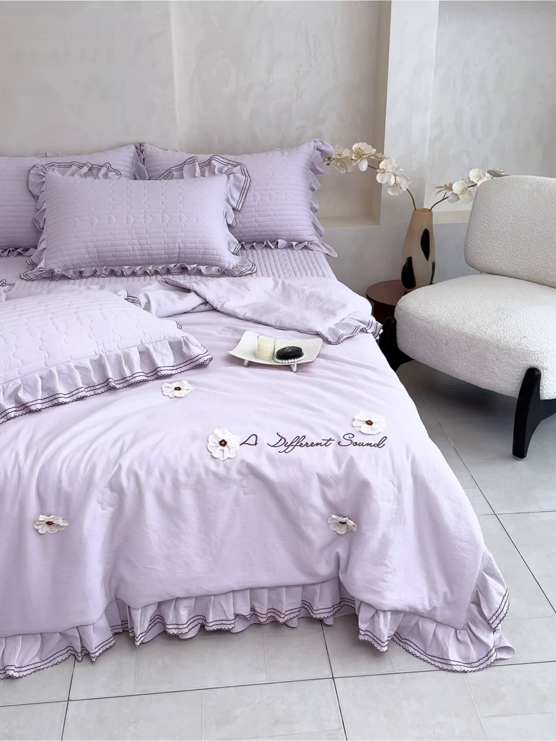 91家纺网 家纺一手货源 找家纺 金绣美居 2026春夏新款多功能夏凉被空调被夏被床盖四件套-花絮（控价不低于169元） 花絮-紫色