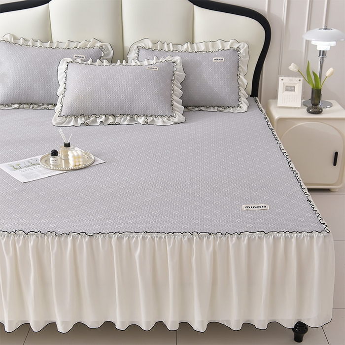 91家纺网 家纺一手货源 找家纺 （总）小牛席业 2026新款浪漫花语冷感豆席床裙凉席席子系列