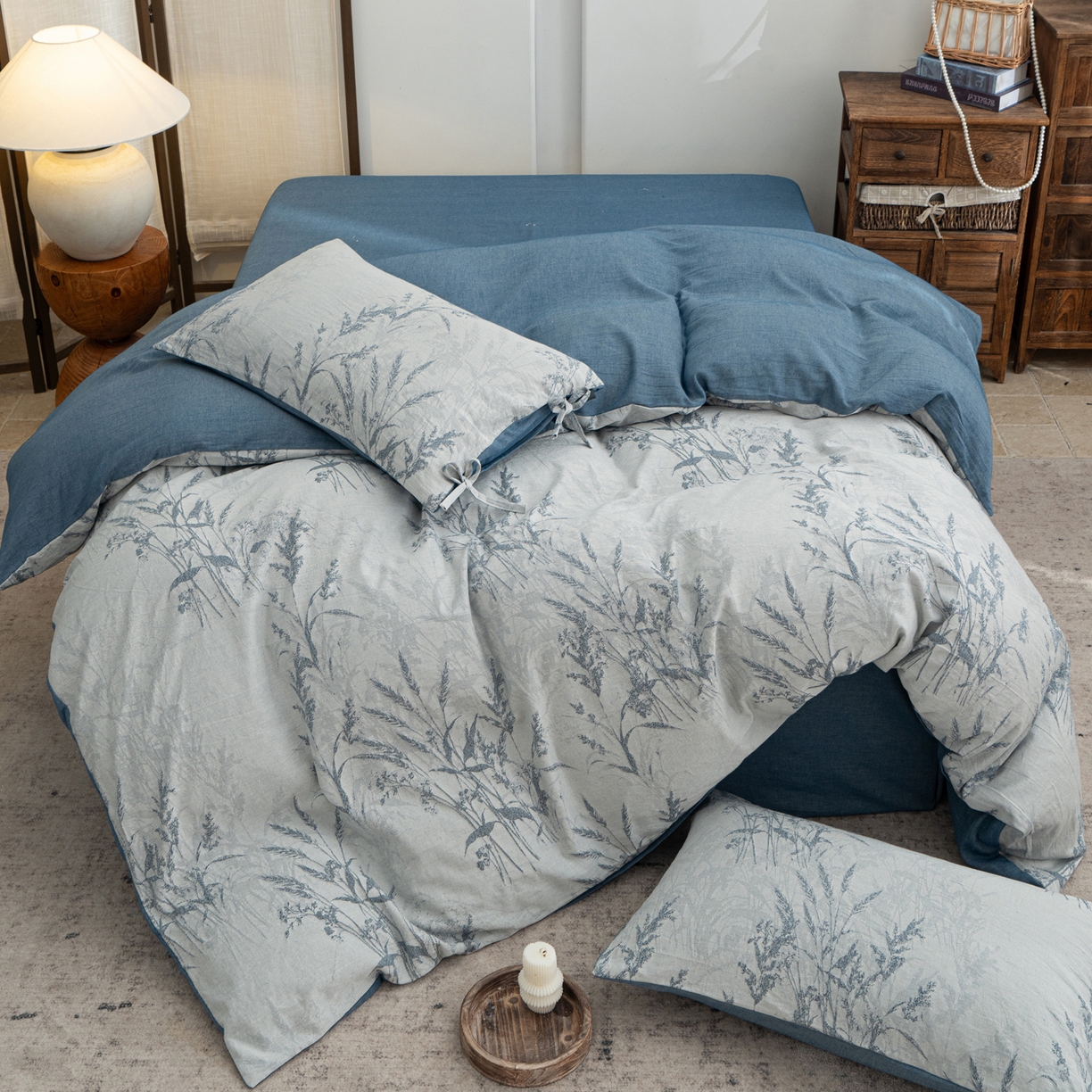 91家纺网 家纺一手货源 找家纺 （总）凌云家纺 2026新款高端春夏提花棉麻四件套-穗穗如意系列