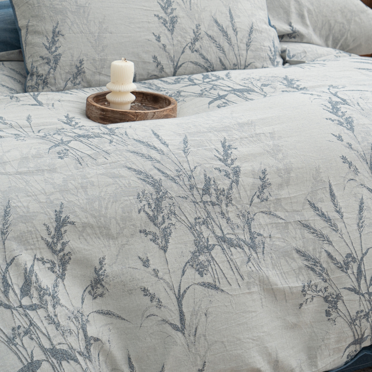 91家纺网 家纺一手货源 找家纺 凌云家纺 2026新款高端春夏提花棉麻四件套-穗穗如意系列 穗穗如意-宝兰