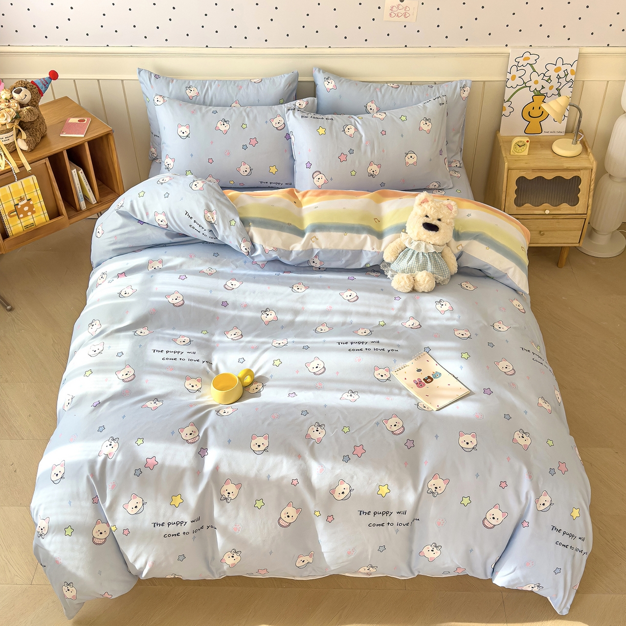 91家纺网 家纺一手货源 找家纺 灿哈 植物羊绒加厚磨毛水洗棉亲肤棉四件套套件单被套