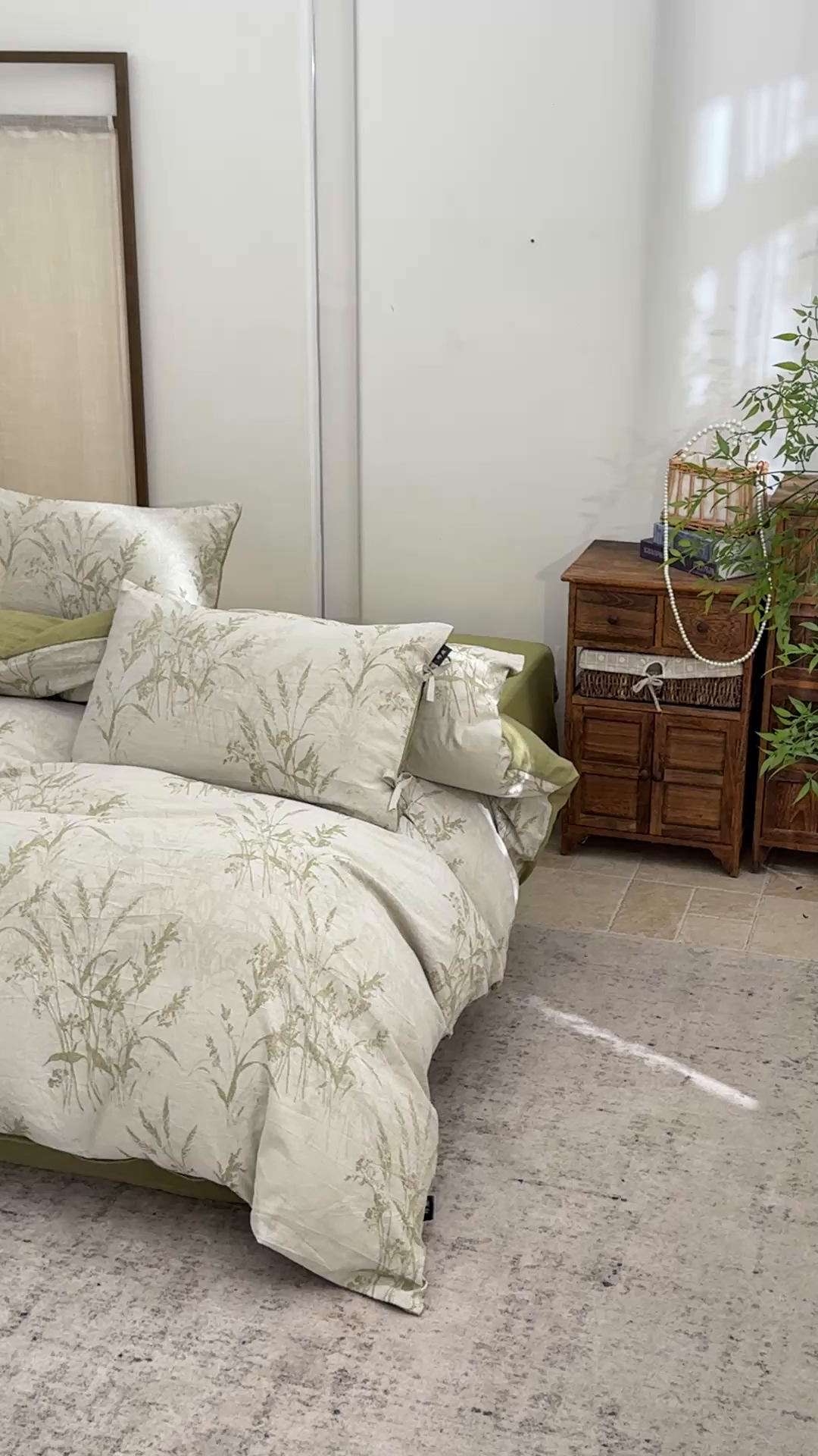 91家纺网 家纺一手货源 找家纺 凌云家纺 2026新款高端春夏提花棉麻四件套-穗穗如意系列 穗穗如意-果绿
