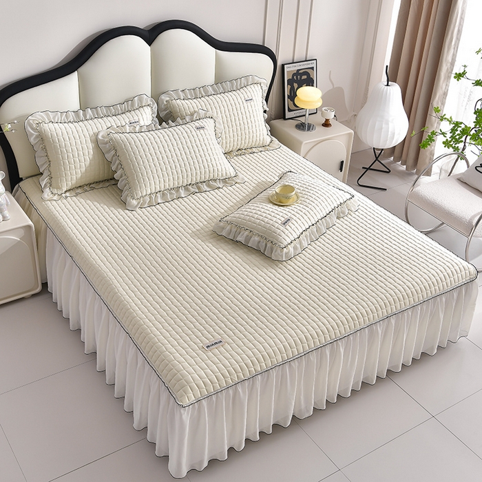 91家纺网 家纺一手货源 找家纺 小牛席业 2026新款凉感小冰块乳胶席床裙款凉席席子系列 凉感小冰块乳胶席床裙款-象牙白