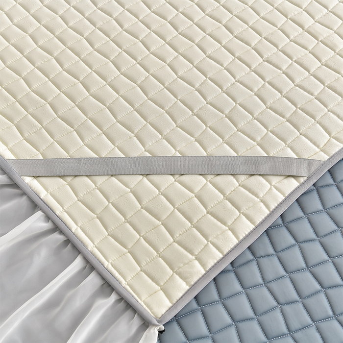 91家纺网 家纺一手货源 找家纺 小牛席业 2026新款凉感小冰块乳胶席床裙款凉席席子系列 凉感小冰块乳胶席床裙款-宝石蓝