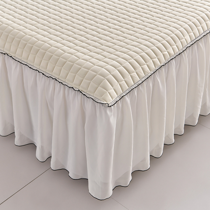 91家纺网 家纺一手货源 找家纺 小牛席业 2026新款凉感小冰块乳胶席床裙款凉席席子系列 凉感小冰块乳胶席床裙款-象牙白