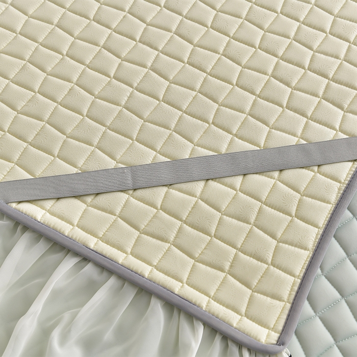 91家纺网 家纺一手货源 找家纺 小牛席业 2026新款凉感小冰块乳胶席床裙款凉席席子系列 凉感小冰块乳胶席床裙款-水绿