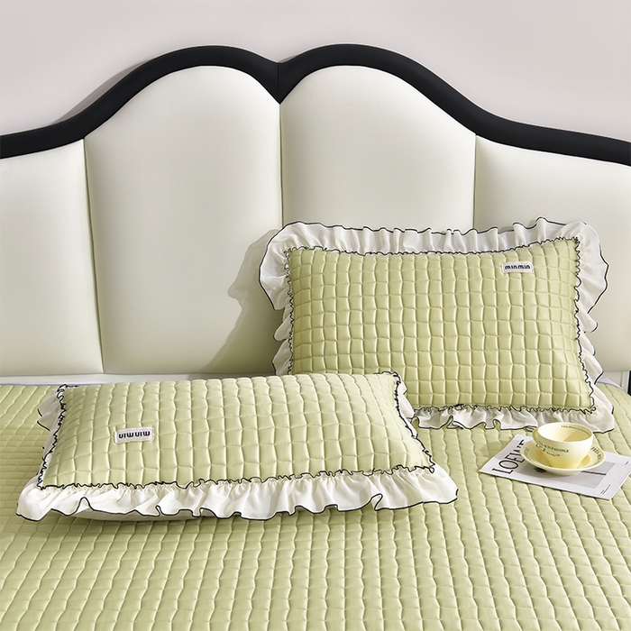 91家纺网 家纺一手货源 找家纺 小牛席业 2026新款凉感小冰块乳胶席床裙款凉席席子系列 凉感小冰块乳胶席床裙款-松石绿