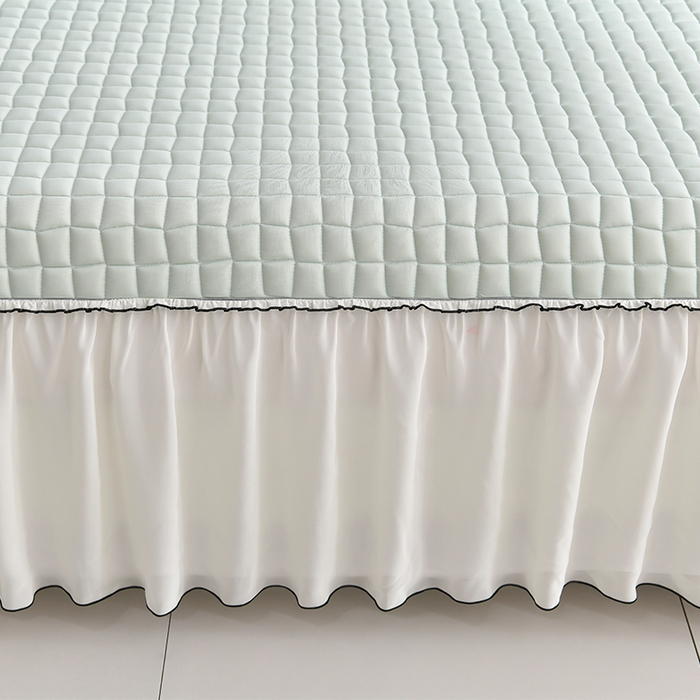 91家纺网 家纺一手货源 找家纺 小牛席业 2026新款凉感小冰块乳胶席床裙款凉席席子系列 凉感小冰块乳胶席床裙款-水绿