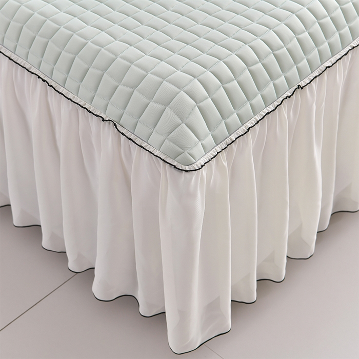 91家纺网 家纺一手货源 找家纺 小牛席业 2026新款凉感小冰块乳胶席床裙款凉席席子系列 凉感小冰块乳胶席床裙款-水绿