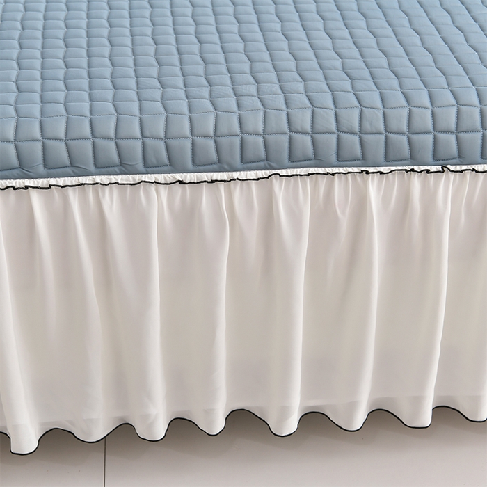 91家纺网 家纺一手货源 找家纺 小牛席业 2026新款凉感小冰块乳胶席床裙款凉席席子系列 凉感小冰块乳胶席床裙款-宝石蓝