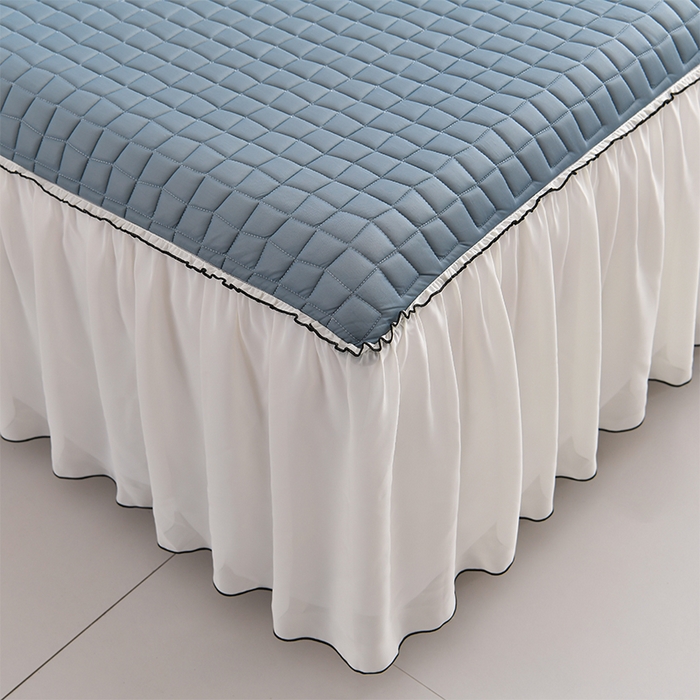 91家纺网 家纺一手货源 找家纺 小牛席业 2026新款凉感小冰块乳胶席床裙款凉席席子系列 凉感小冰块乳胶席床裙款-宝石蓝