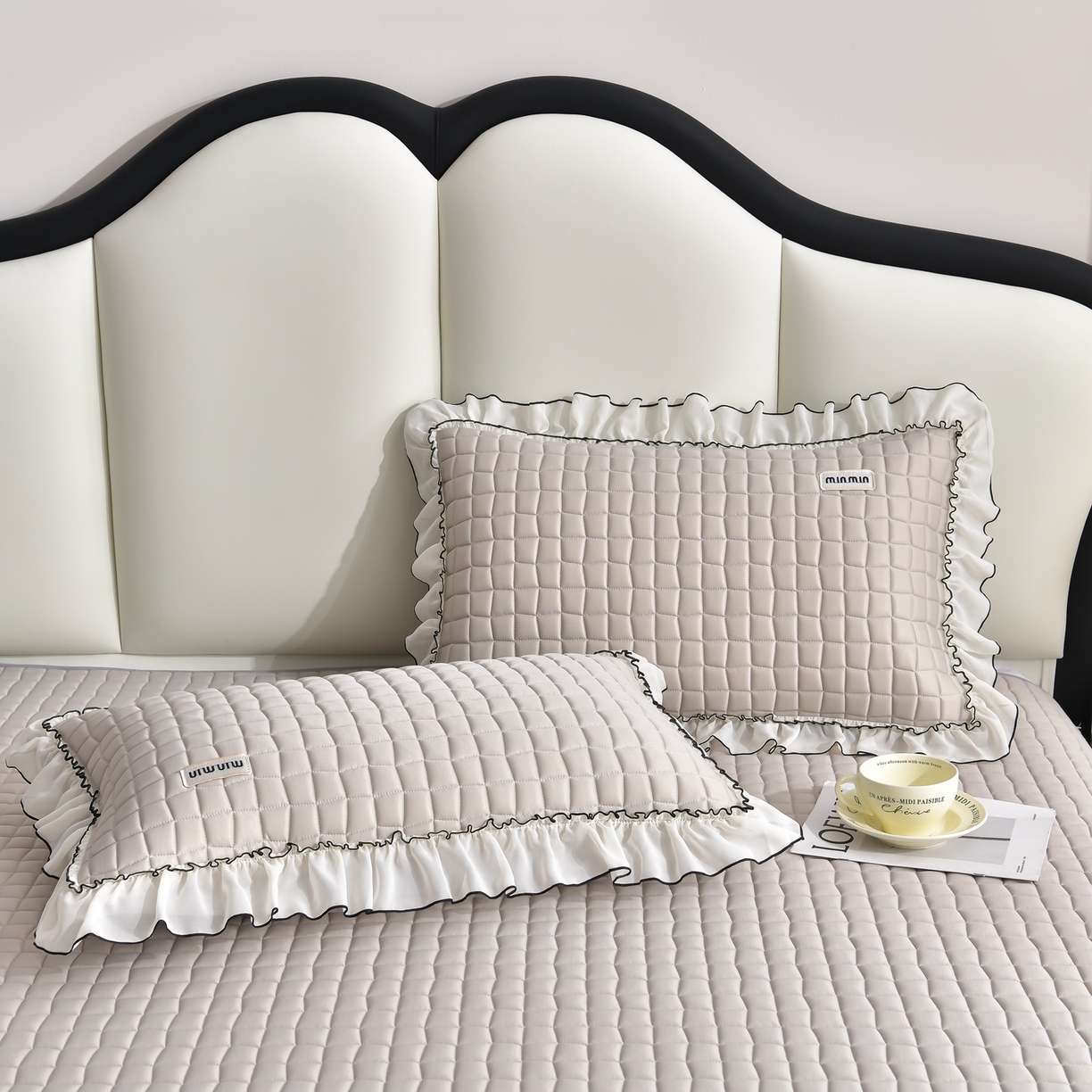 91家纺网 家纺一手货源 找家纺 小牛席业 2026新款凉感小冰块乳胶席床裙款凉席席子系列 凉感小冰块乳胶席床裙款-烟灰