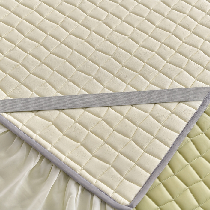 91家纺网 家纺一手货源 找家纺 小牛席业 2026新款凉感小冰块乳胶席床裙款凉席席子系列 凉感小冰块乳胶席床裙款-松石绿