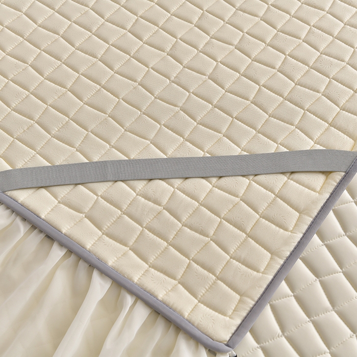 91家纺网 家纺一手货源 找家纺 小牛席业 2026新款凉感小冰块乳胶席床裙款凉席席子系列 凉感小冰块乳胶席床裙款-象牙白