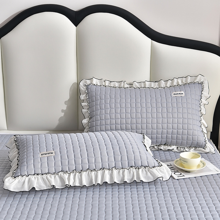 91家纺网 家纺一手货源 找家纺 小牛席业 2026新款凉感小冰块乳胶席床裙款凉席席子系列 凉感小冰块乳胶席床裙款-灰色