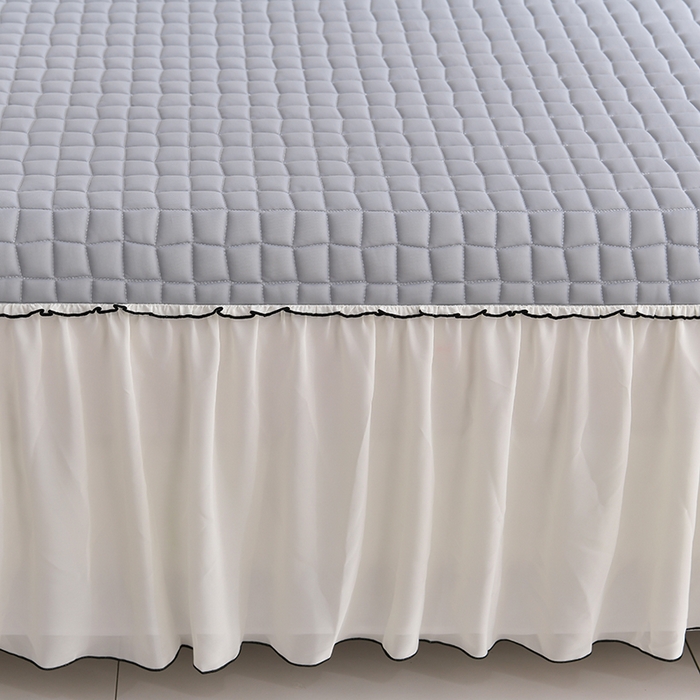 91家纺网 家纺一手货源 找家纺 小牛席业 2026新款凉感小冰块乳胶席床裙款凉席席子系列 凉感小冰块乳胶席床裙款-灰色