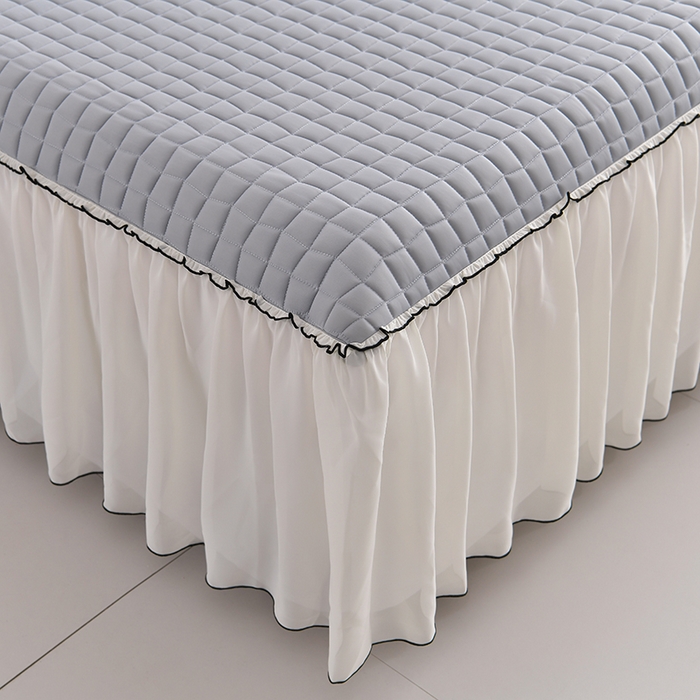 91家纺网 家纺一手货源 找家纺 小牛席业 2026新款凉感小冰块乳胶席床裙款凉席席子系列 凉感小冰块乳胶席床裙款-灰色