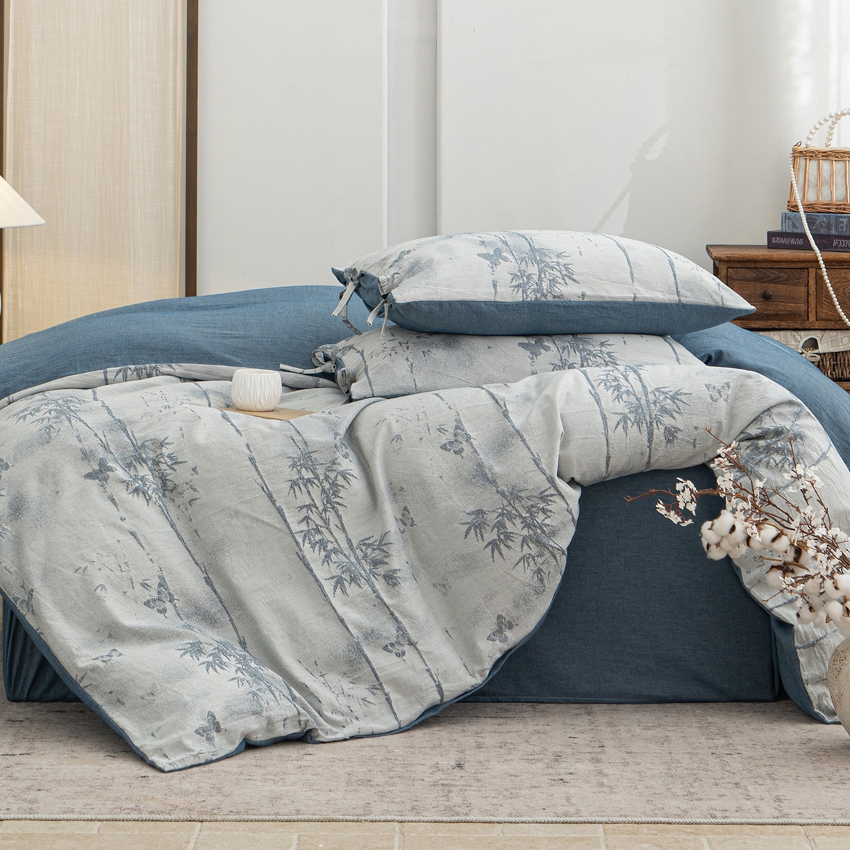 91家纺网 家纺一手货源 找家纺 （总）凌云家纺 2026新款高端春夏提花棉麻四件套-步步高升系列