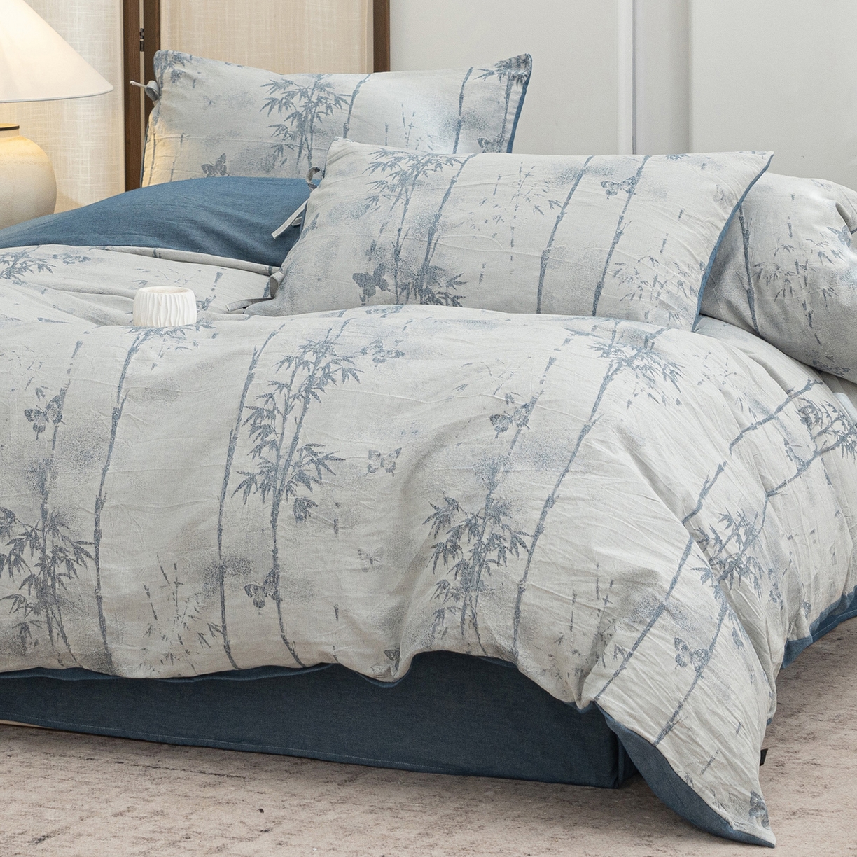 91家纺网 家纺一手货源 找家纺 （总）凌云家纺 2026新款高端春夏提花棉麻四件套-步步高升系列