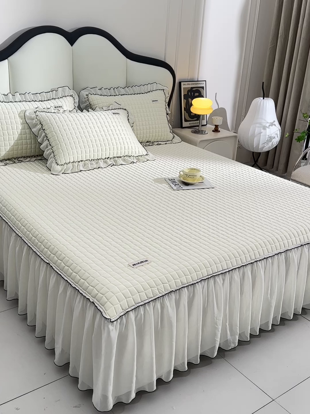 91家纺网 家纺一手货源 找家纺 小牛席业 2026新款凉感小冰块乳胶席床裙款凉席席子系列 凉感小冰块乳胶席床裙款-象牙白