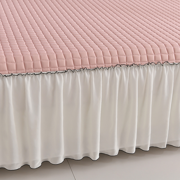 91家纺网 家纺一手货源 找家纺 小牛席业 2026新款凉感小冰块乳胶席床裙款凉席席子系列 凉感小冰块乳胶席床裙款-豆沙