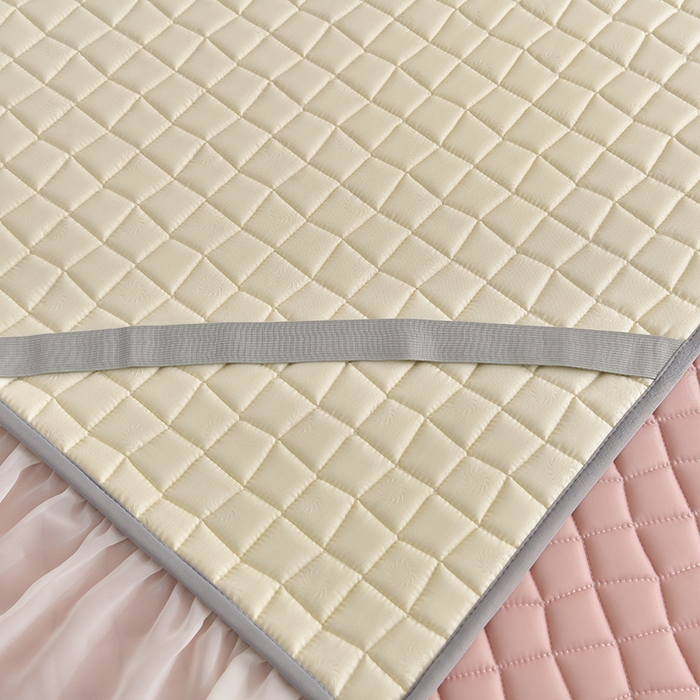 91家纺网 家纺一手货源 找家纺 小牛席业 2026新款凉感小冰块乳胶席床裙款凉席席子系列 凉感小冰块乳胶席床裙款-豆沙