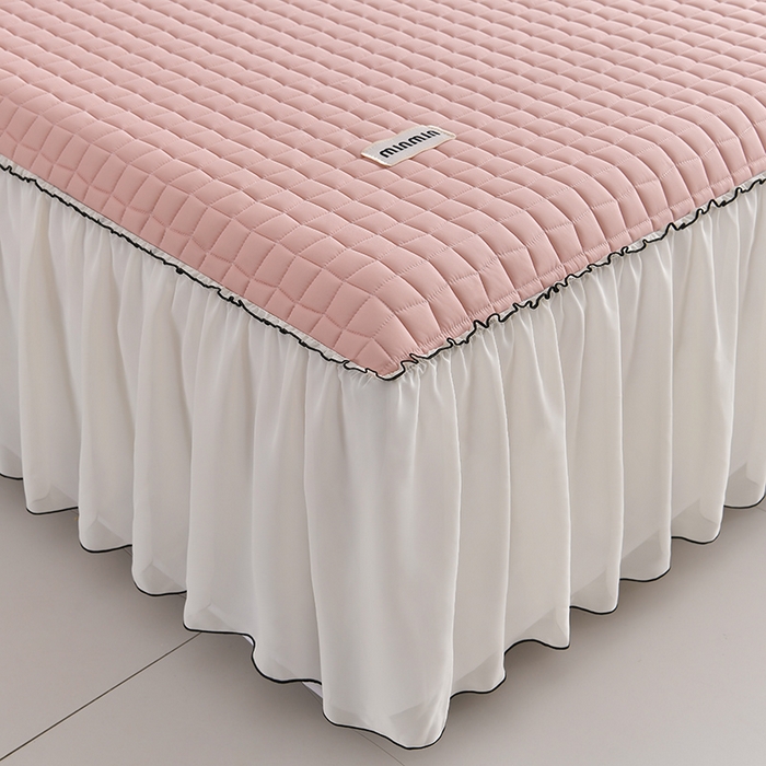 91家纺网 家纺一手货源 找家纺 小牛席业 2026新款凉感小冰块乳胶席床裙款凉席席子系列 凉感小冰块乳胶席床裙款-豆沙