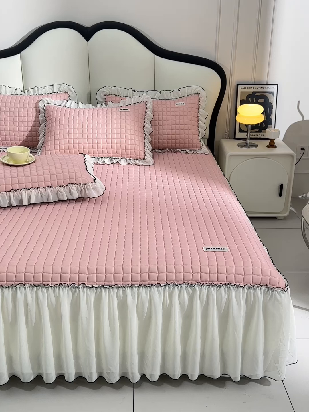 91家纺网 家纺一手货源 找家纺 小牛席业 2026新款凉感小冰块乳胶席床裙款凉席席子系列 凉感小冰块乳胶席床裙款-豆沙