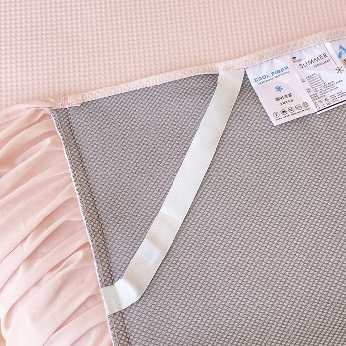 91家纺网 家纺一手货源 找家纺 金绣美居 2026春夏新款中分子绣花款弯边复合凉感席三件套夏凉被空调被 -洛可可 洛可可-粉色