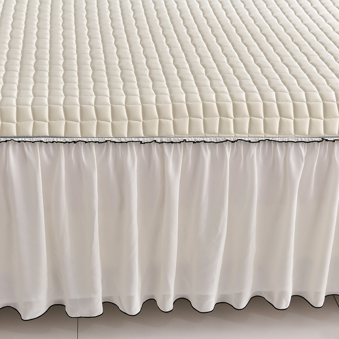 91家纺网 家纺一手货源 找家纺 小牛席业 2026新款凉感小冰块乳胶席床裙款凉席席子系列 凉感小冰块乳胶席床裙款-象牙白