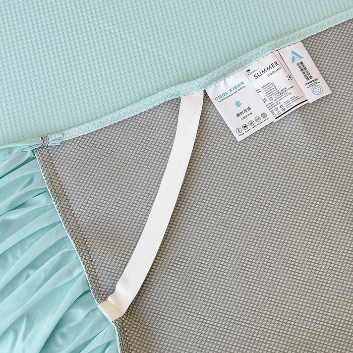 91家纺网 家纺一手货源 找家纺 金绣美居 2026春夏新款中分子绣花款弯边复合凉感席三件套夏凉被空调被 -洛可可 洛可可-蓝色