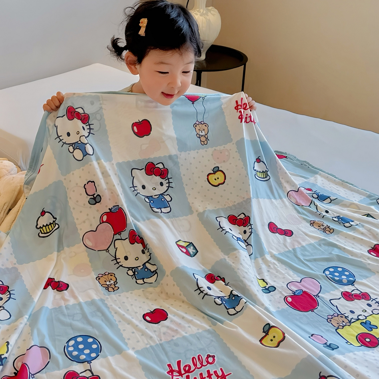 91家纺网 家纺一手货源 找家纺 兜米家居 2026新款A类母婴级三丽鸥凉感毯 KT猫