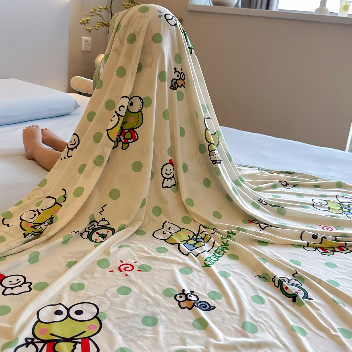 91家纺网 家纺一手货源 找家纺 兜米家居 2026新款A类母婴级三丽鸥凉感毯 小青蛙