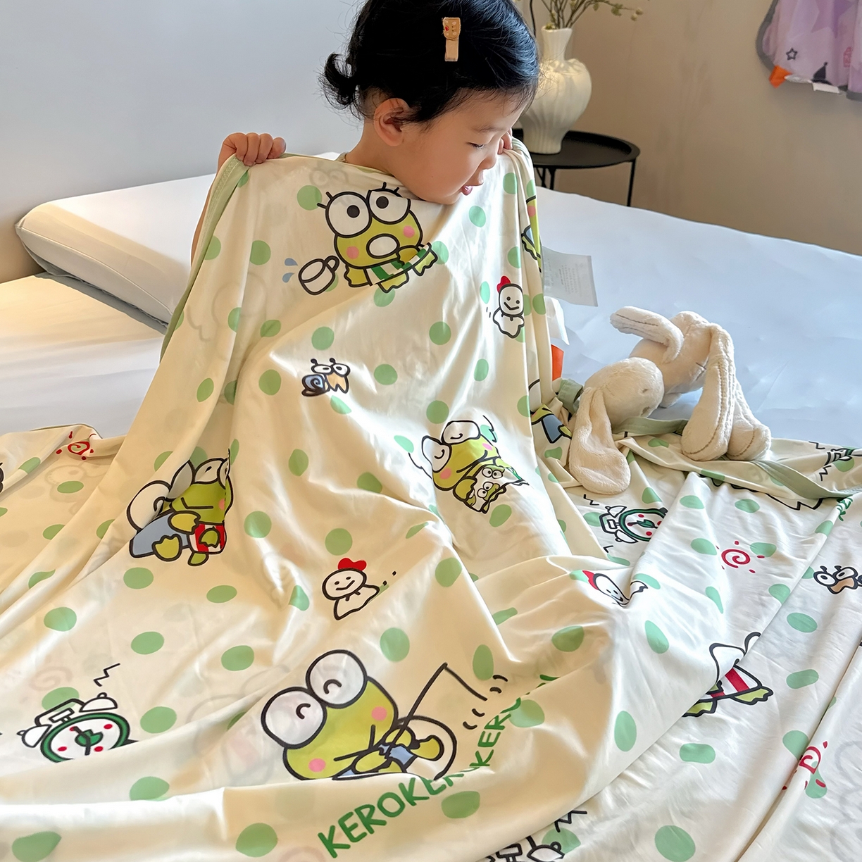 91家纺网 家纺一手货源 找家纺 兜米家居 2026新款A类母婴级三丽鸥凉感毯 小青蛙