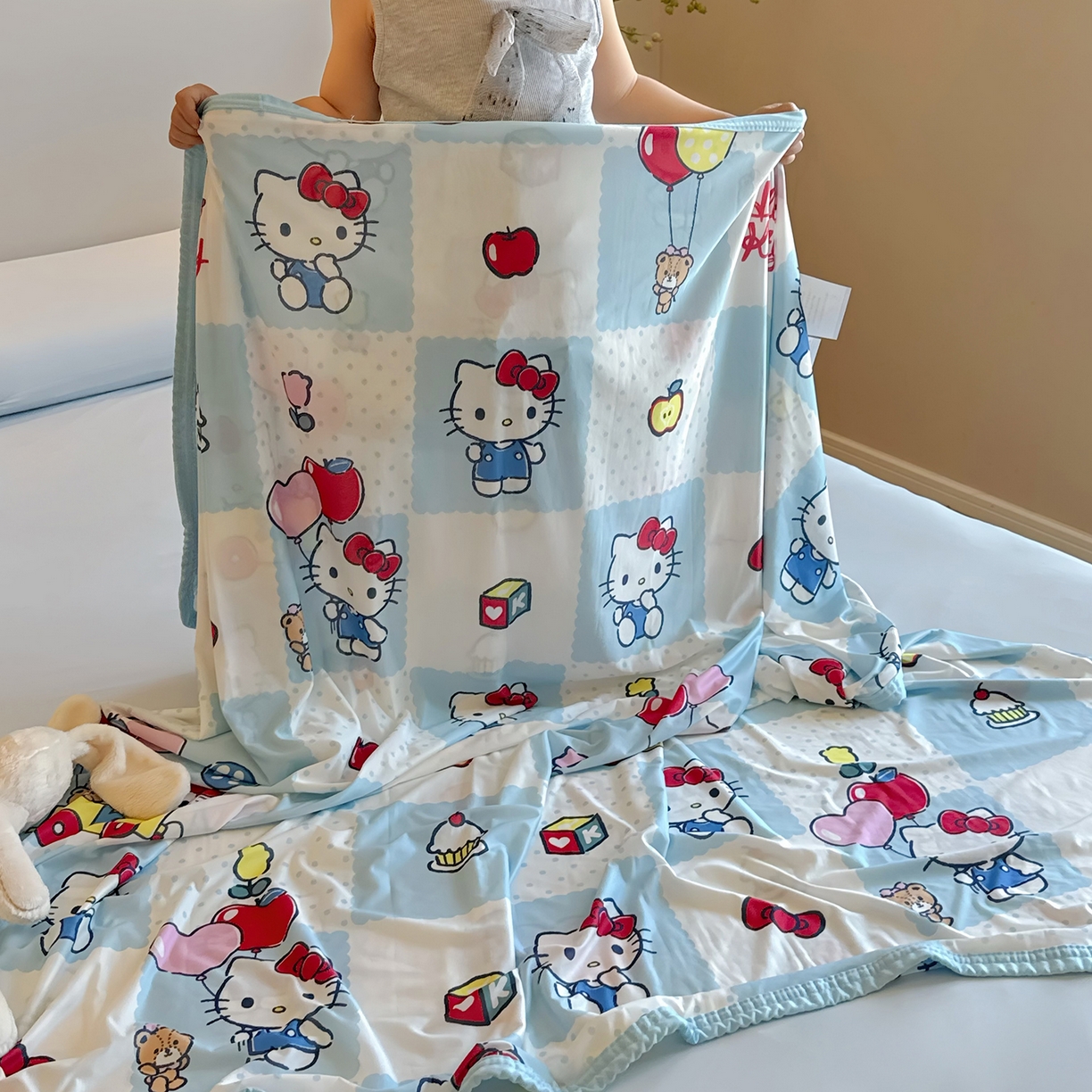 91家纺网 家纺一手货源 找家纺 兜米家居 2026新款A类母婴级三丽鸥凉感毯 KT猫