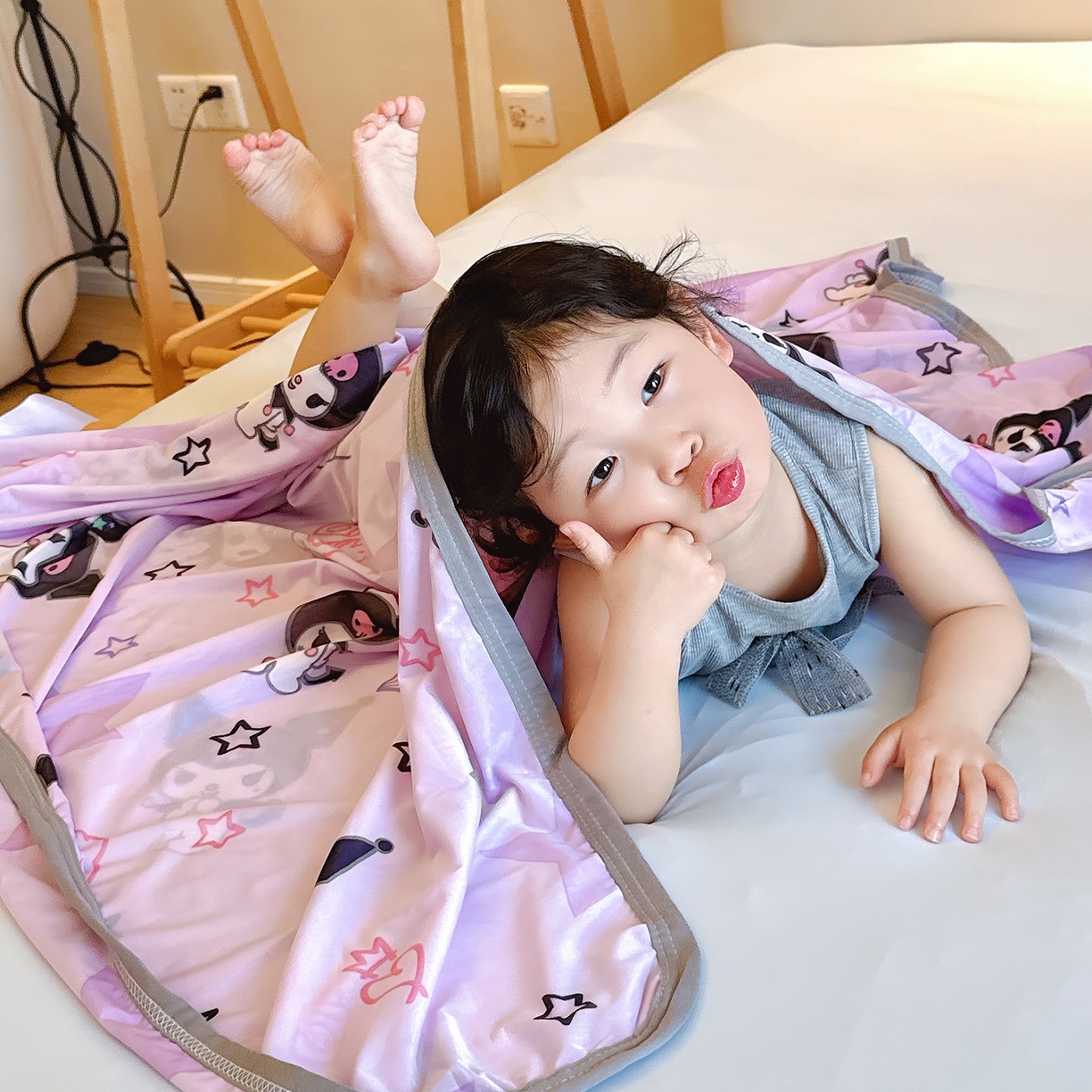 91家纺网 家纺一手货源 找家纺 兜米家居 2026新款A类母婴级三丽鸥凉感毯 库洛米