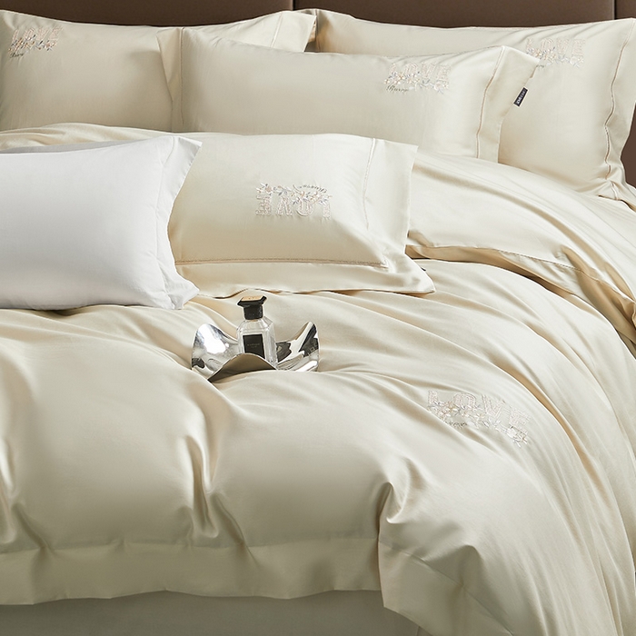 91家纺网 家纺一手货源 找家纺 （总）诗黛尔 2026春夏新款60S长绒棉刺绣雅姿系列四件套