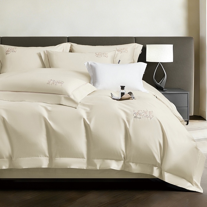 91家纺网 家纺一手货源 找家纺 （总）诗黛尔 2026春夏新款60S长绒棉刺绣雅姿系列四件套