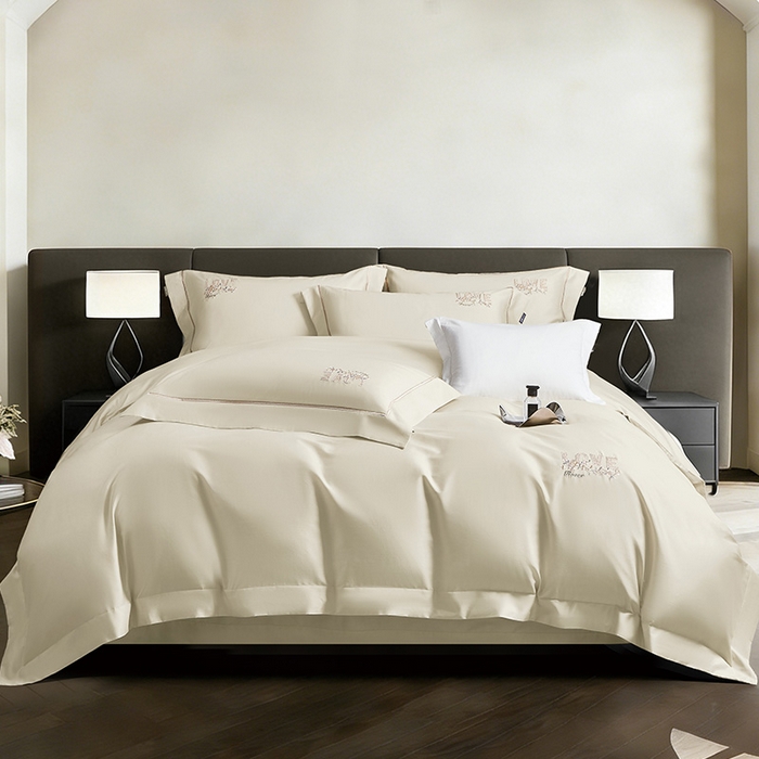 91家纺网 家纺一手货源 找家纺 （总）诗黛尔 2026春夏新款60S长绒棉刺绣雅姿系列四件套